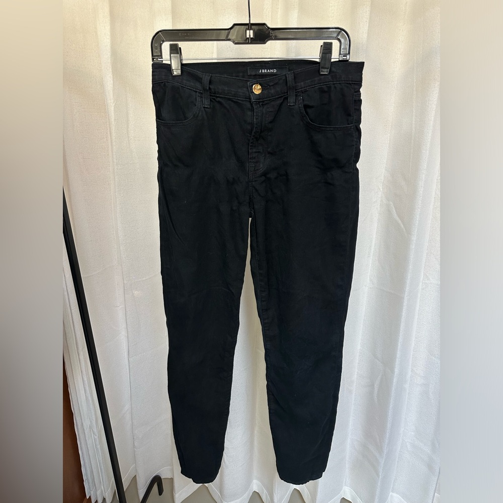 J BRAND Women Alana High Rise Crop Designer Skinny Stretch Jeans Black -Size 27